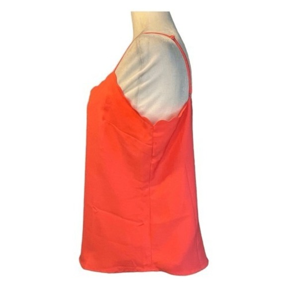 J. Crew Scalloped Camisole Top Neon Coral Pink V-Neck Adjustable Straps 8 - Picture 5 of 11